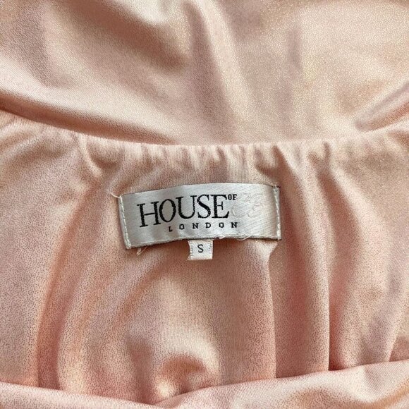 HOUSE OF CB LEONETTA METALLIC PINK COWL NECK OPEN BACK EVENING FORMAL DRESS - S - Picture 7 of 12